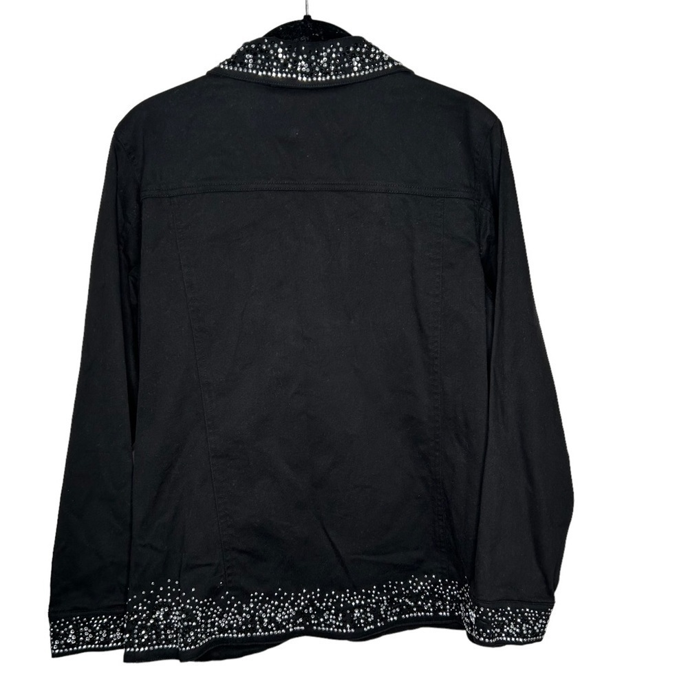 Quaker Factory Womens Rhinestone Bling Jean Jacket Size XS Black - Picture 7 of 7